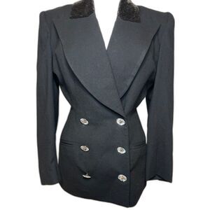 Vintage Cache x Julie Duroche 80s Beaded Collar Jewel Button Jacket Womens
